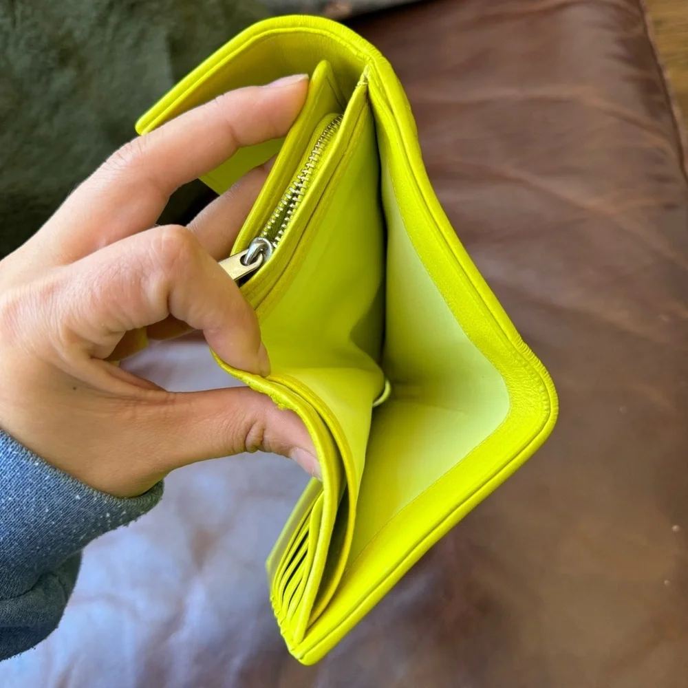 Christian Dior Cannage Wallet Leather Purse Yellow - Picture 10 of 11